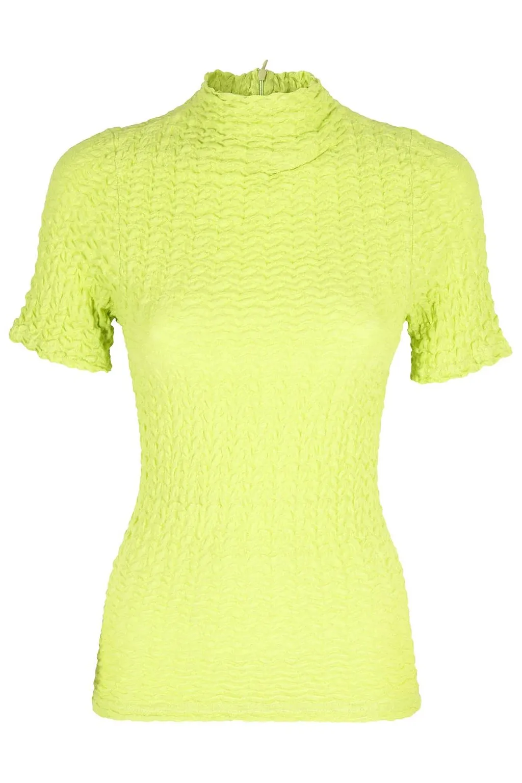 Low Classic Wrinkled-Effect Highneck Top