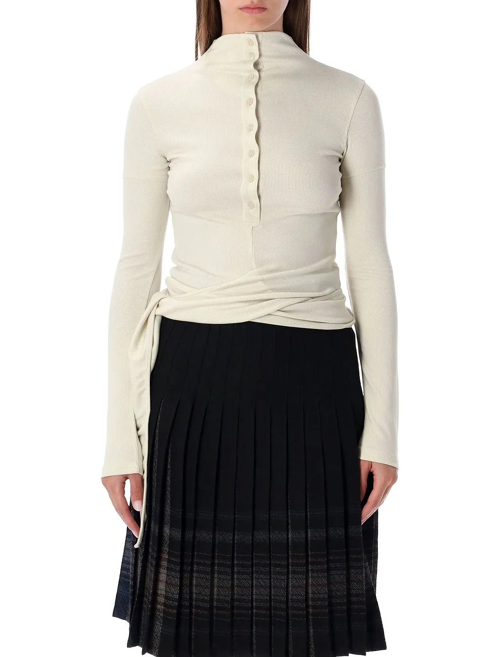 Wrap Long Sleeve Button Top