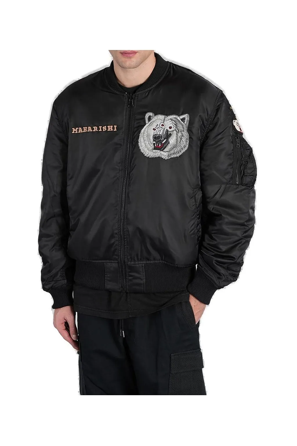Maharishi Logo Embroidered Zip-Up Bomber Jacket