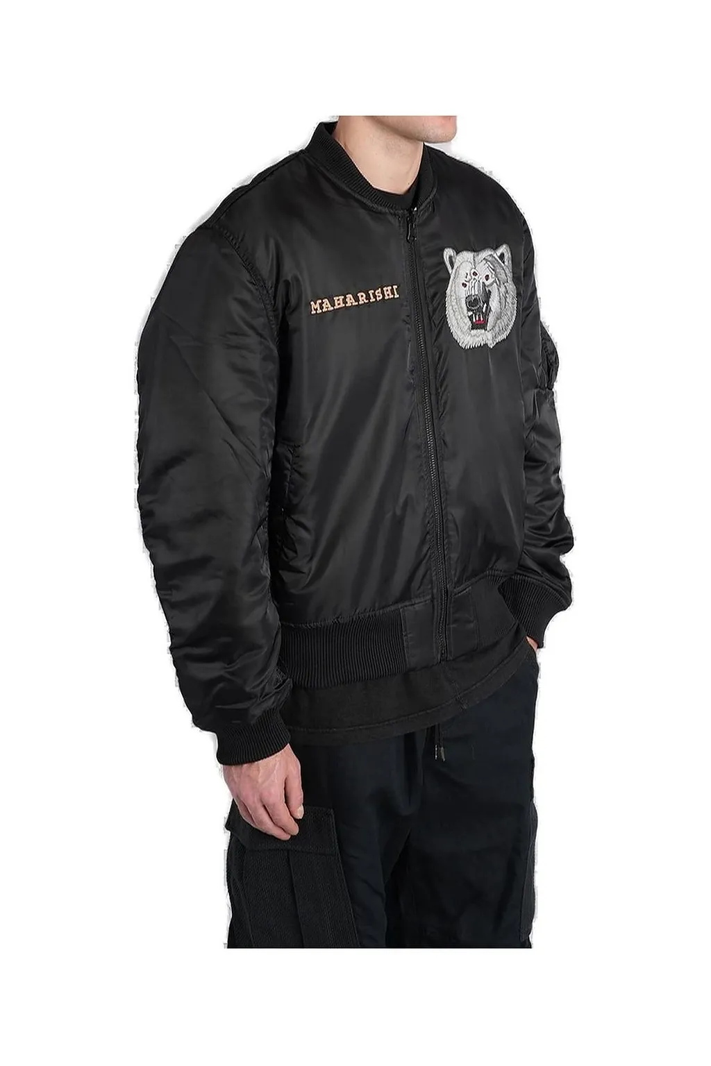 Maharishi Logo Embroidered Zip-Up Bomber Jacket