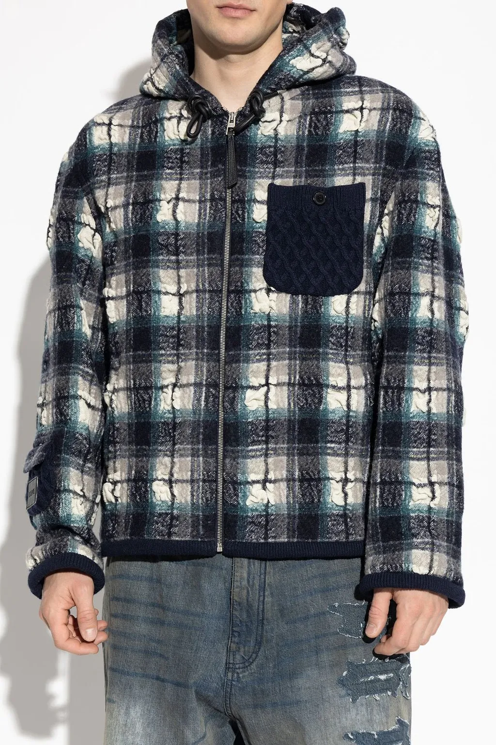 Loewe Textured Check Hooded Jacket