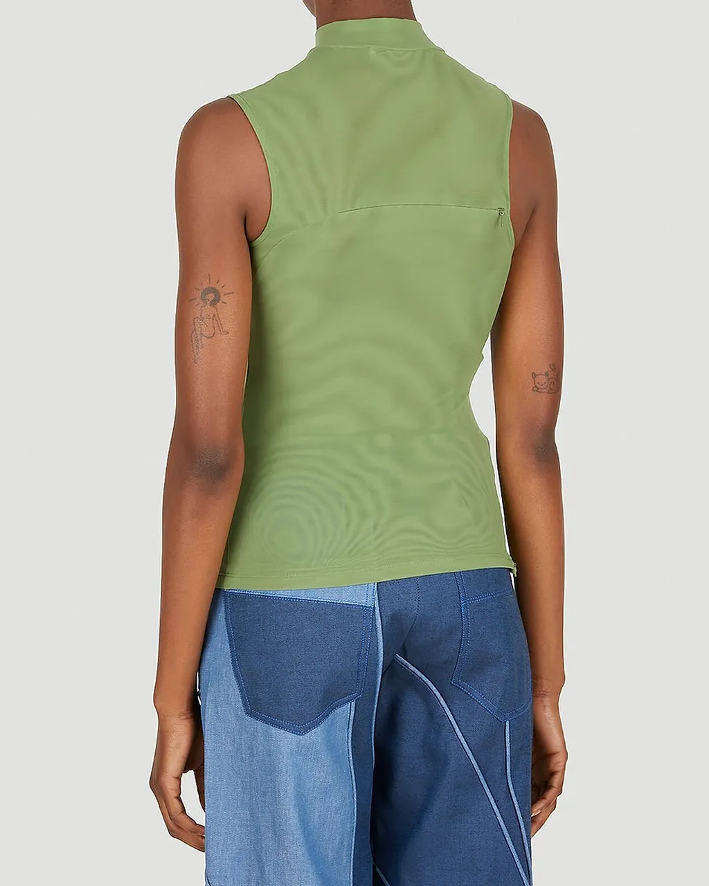 Mesh Zip Sleeveless Top
