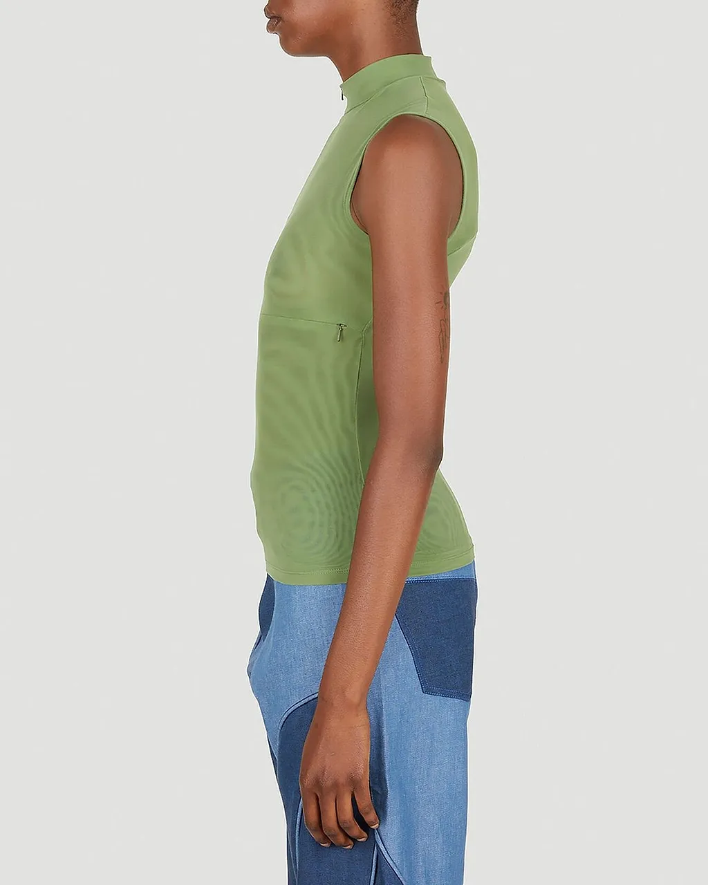 Mesh Zip Sleeveless Top