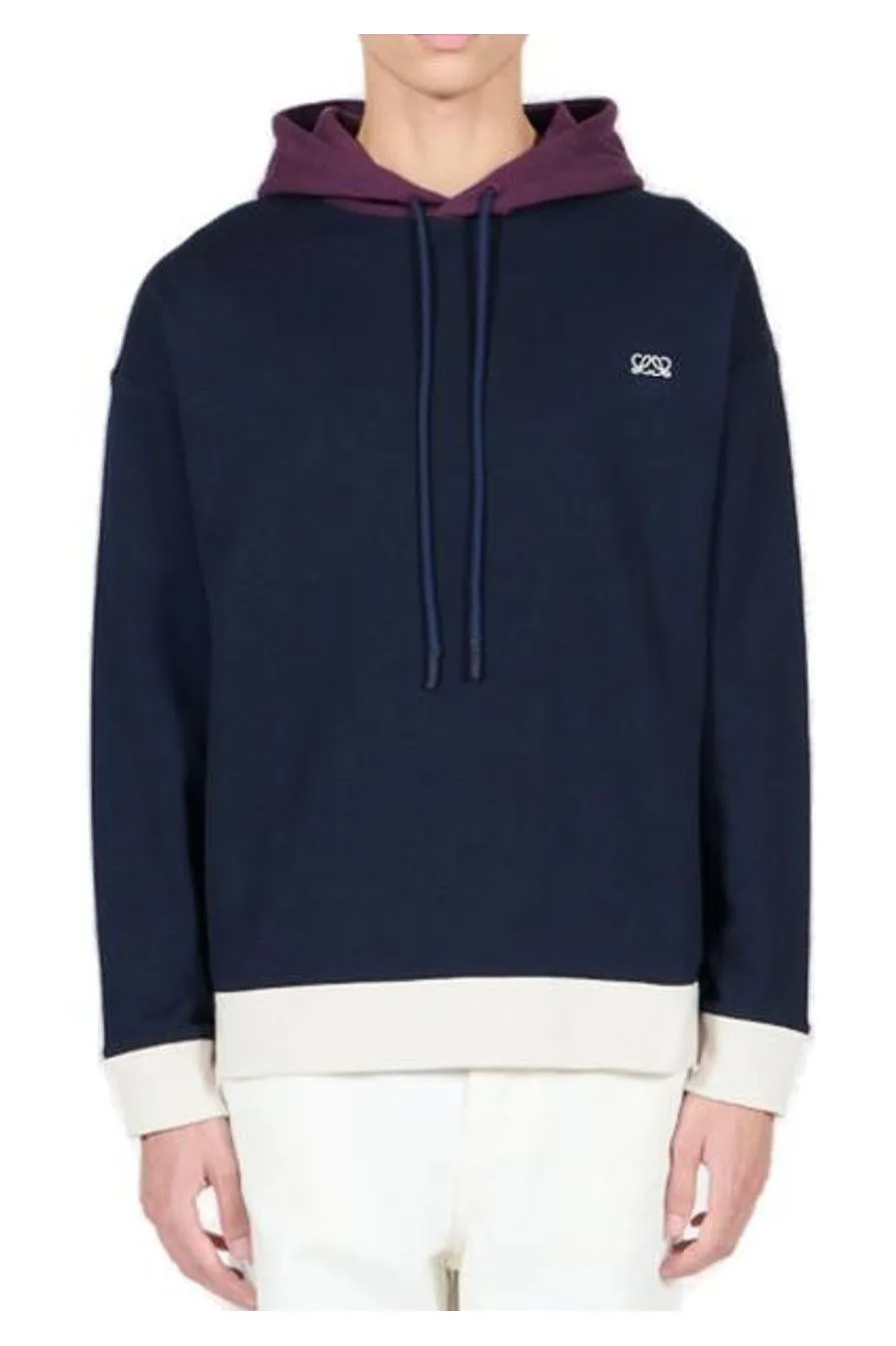 Loewe Two-Tone Anagram Embroidery Drawstring Hoodie