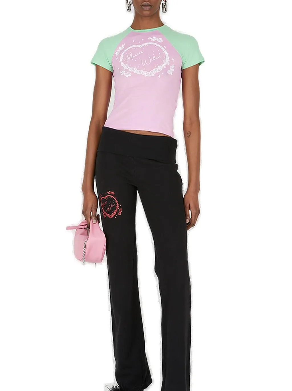 Maisie Wilen Slinky Two-Toned Heart-Printed T-Shirt
