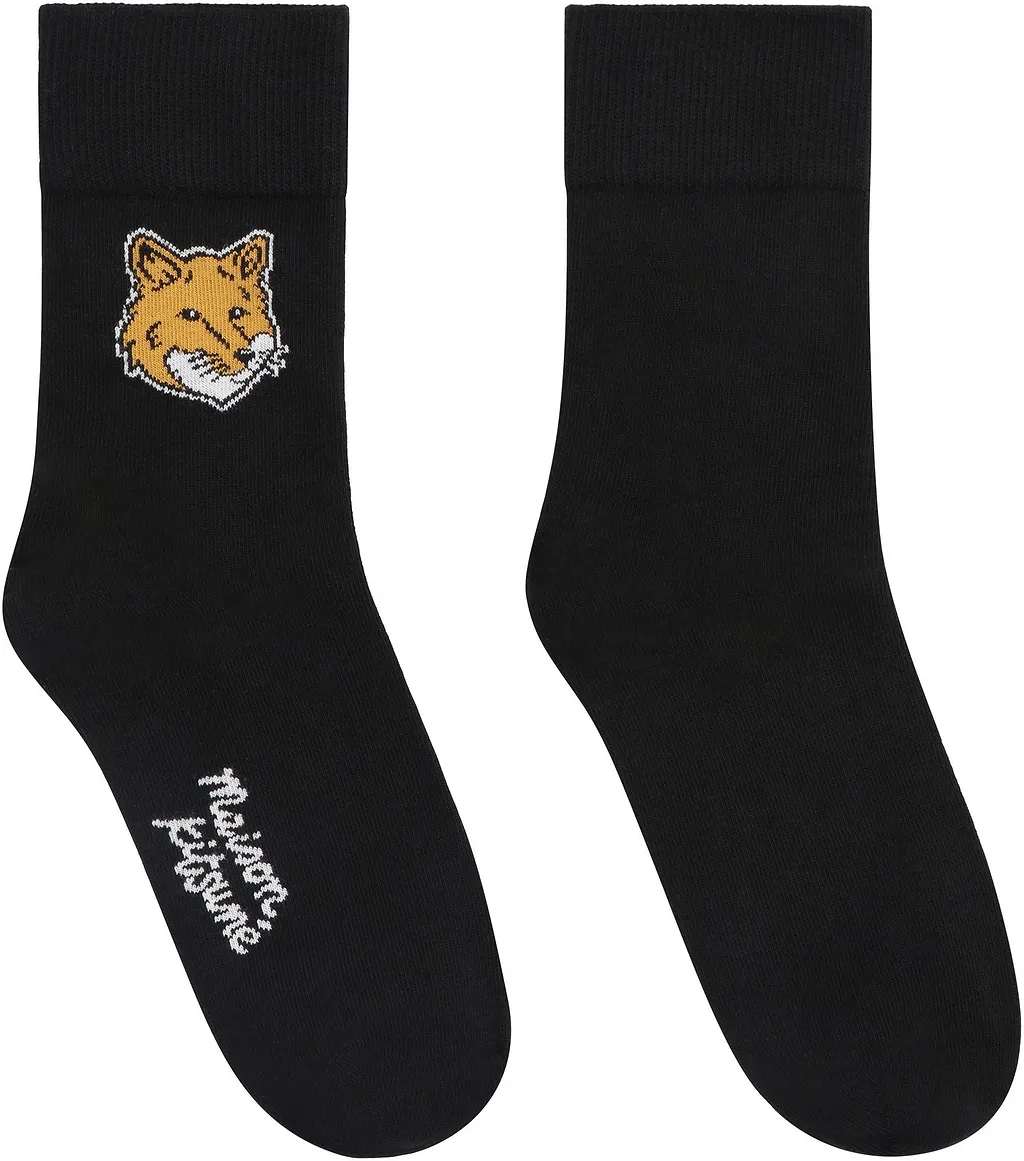 Maison Kitsuné Fox Head Intarsia-Knit Socks