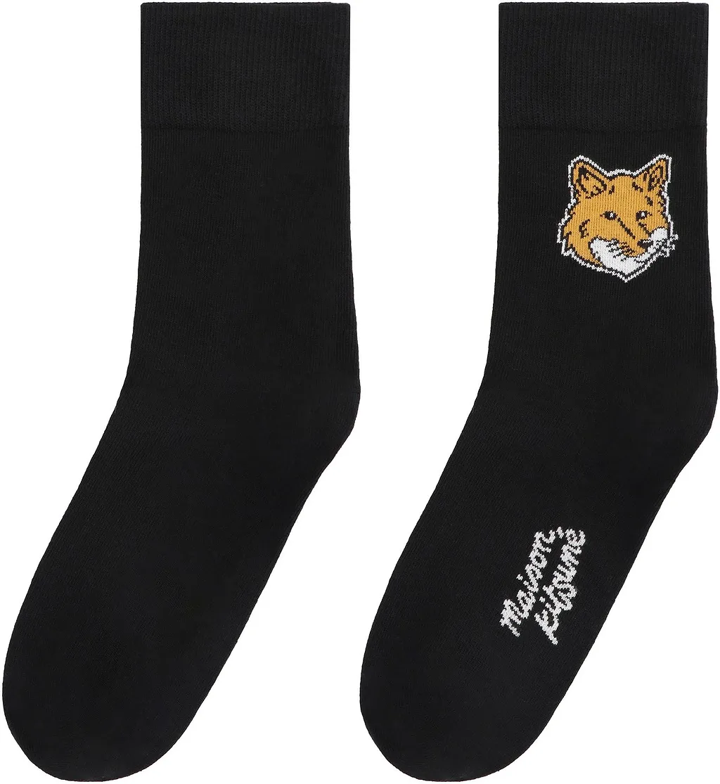 Maison Kitsuné Fox Head Intarsia-Knit Socks