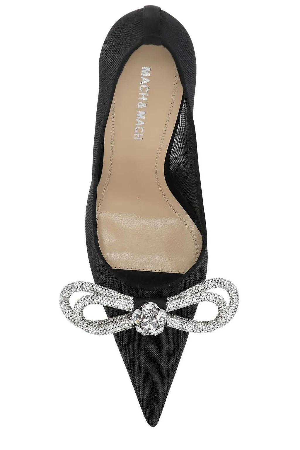Mach & Mach Crystal Bow Mesh Pumps