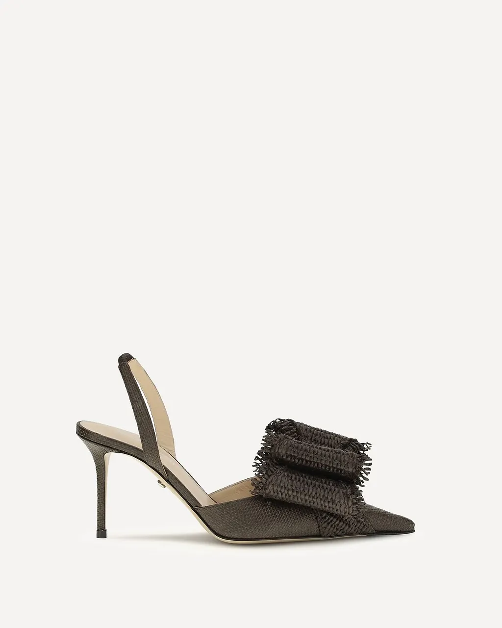 Mach & Mach Le Cadeau Raffia Bow Heeled Pumps