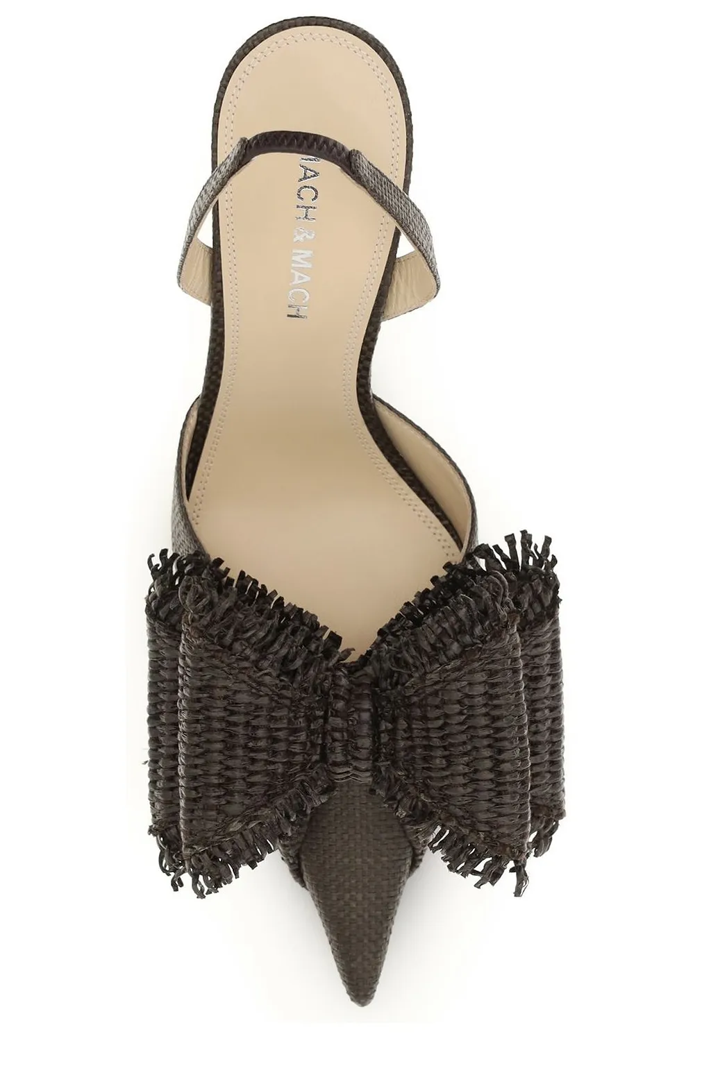 Mach & Mach Le Cadeau Raffia Bow Heeled Pumps