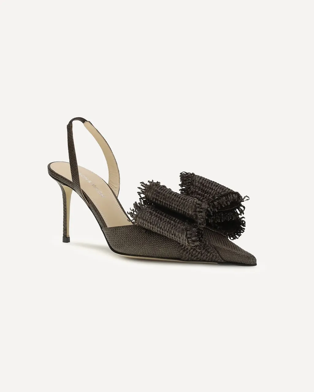 Mach & Mach Le Cadeau Raffia Bow Heeled Pumps