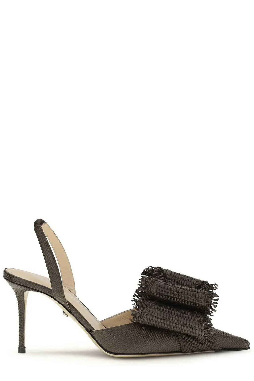 Mach & Mach Le Cadeau Raffia Bow Heeled Pumps