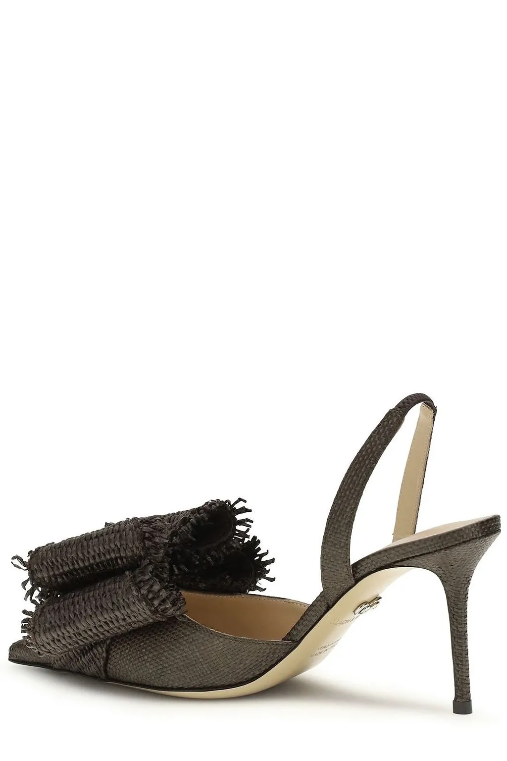 Mach & Mach Le Cadeau Raffia Bow Heeled Pumps