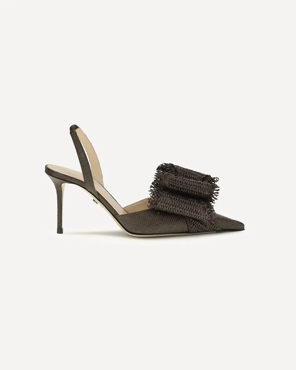 Mach & Mach Le Cadeau Raffia Bow Heeled Pumps