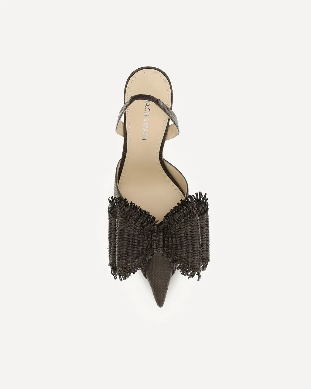 Mach & Mach Le Cadeau Raffia Bow Heeled Pumps