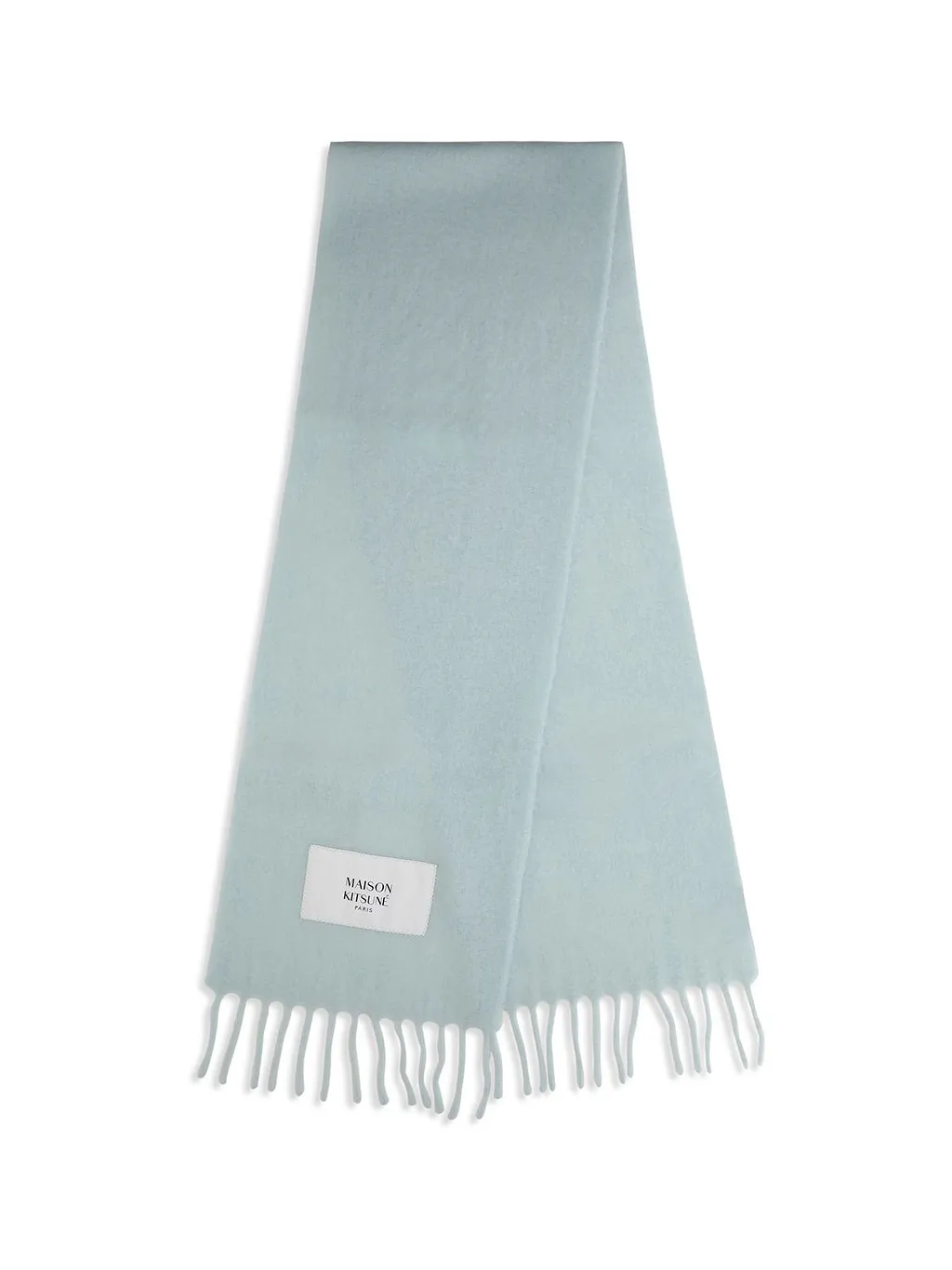 Maison Kitsuné Logo Patch Fringed Knit Scarf