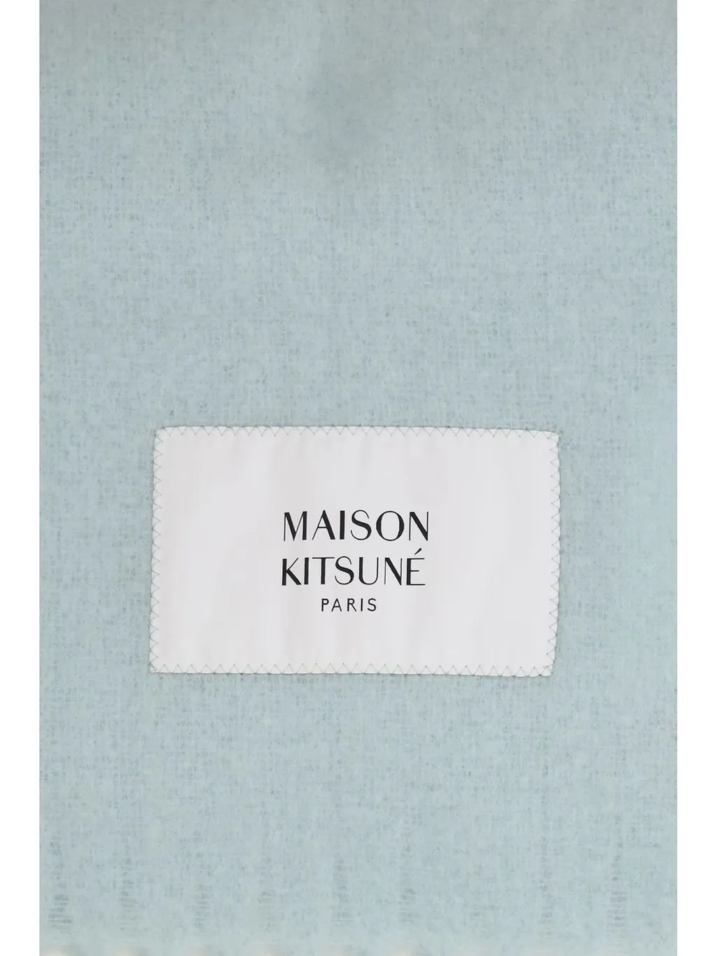 Maison Kitsuné Logo Patch Fringed Knit Scarf