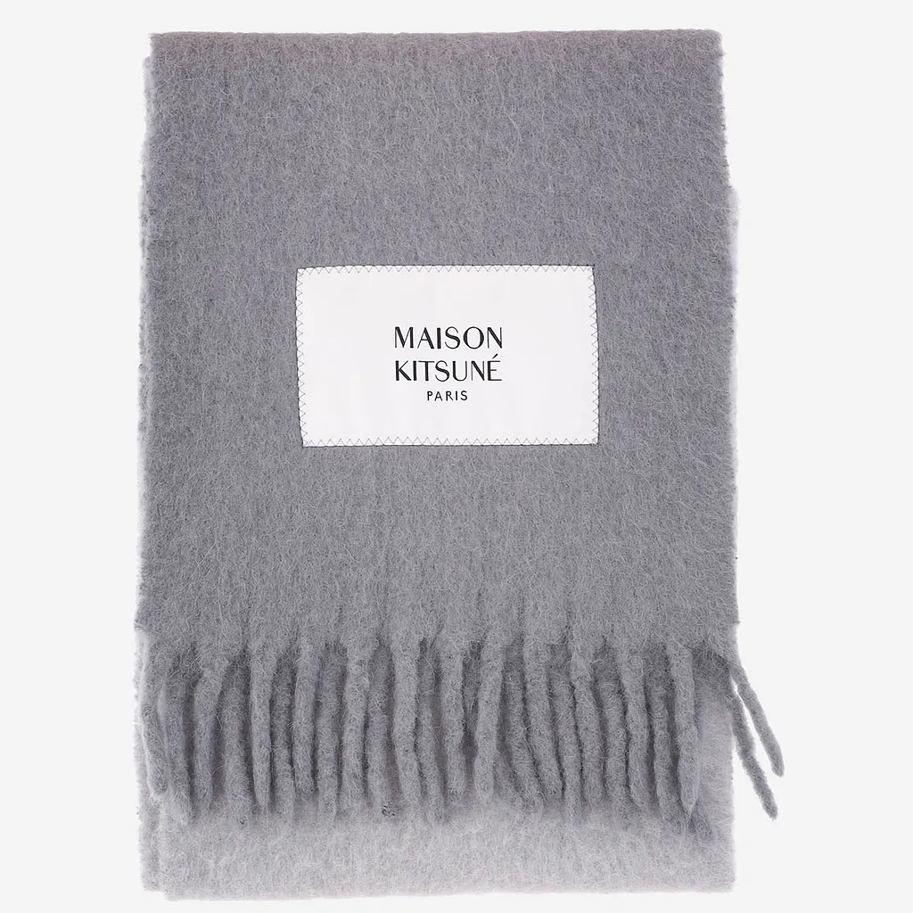 Maison Kitsuné Logo Patch Fringed Scarf