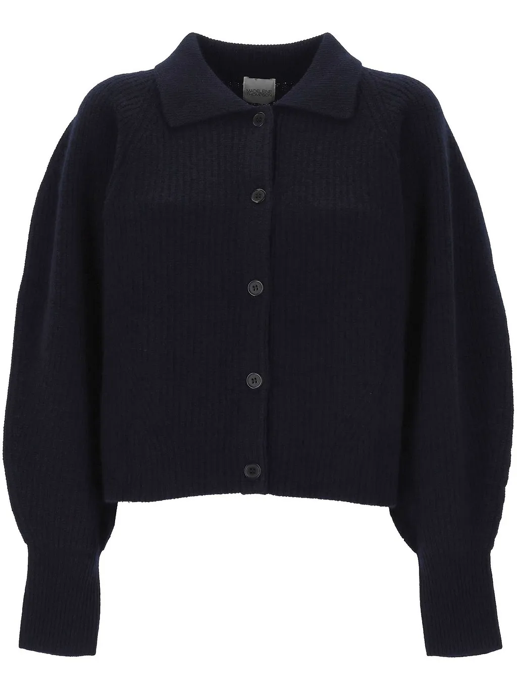 Madeleine Thompson Ribbed Button Cardigan Sweater