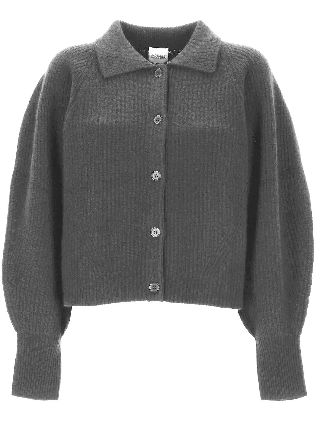 Madeleine Thompson Ribbed Button-Up Sweater