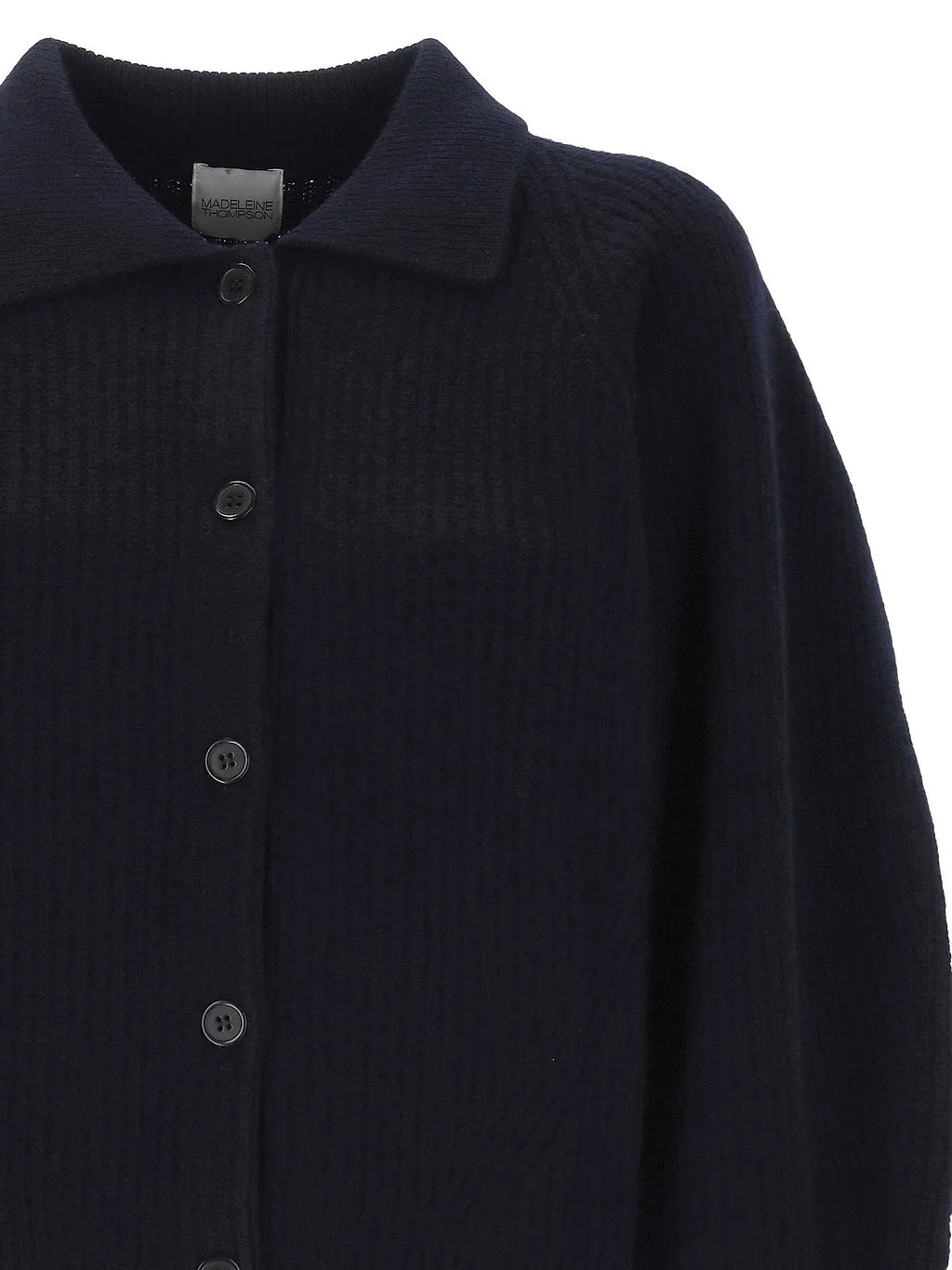 Madeleine Thompson Ribbed Button Cardigan Sweater