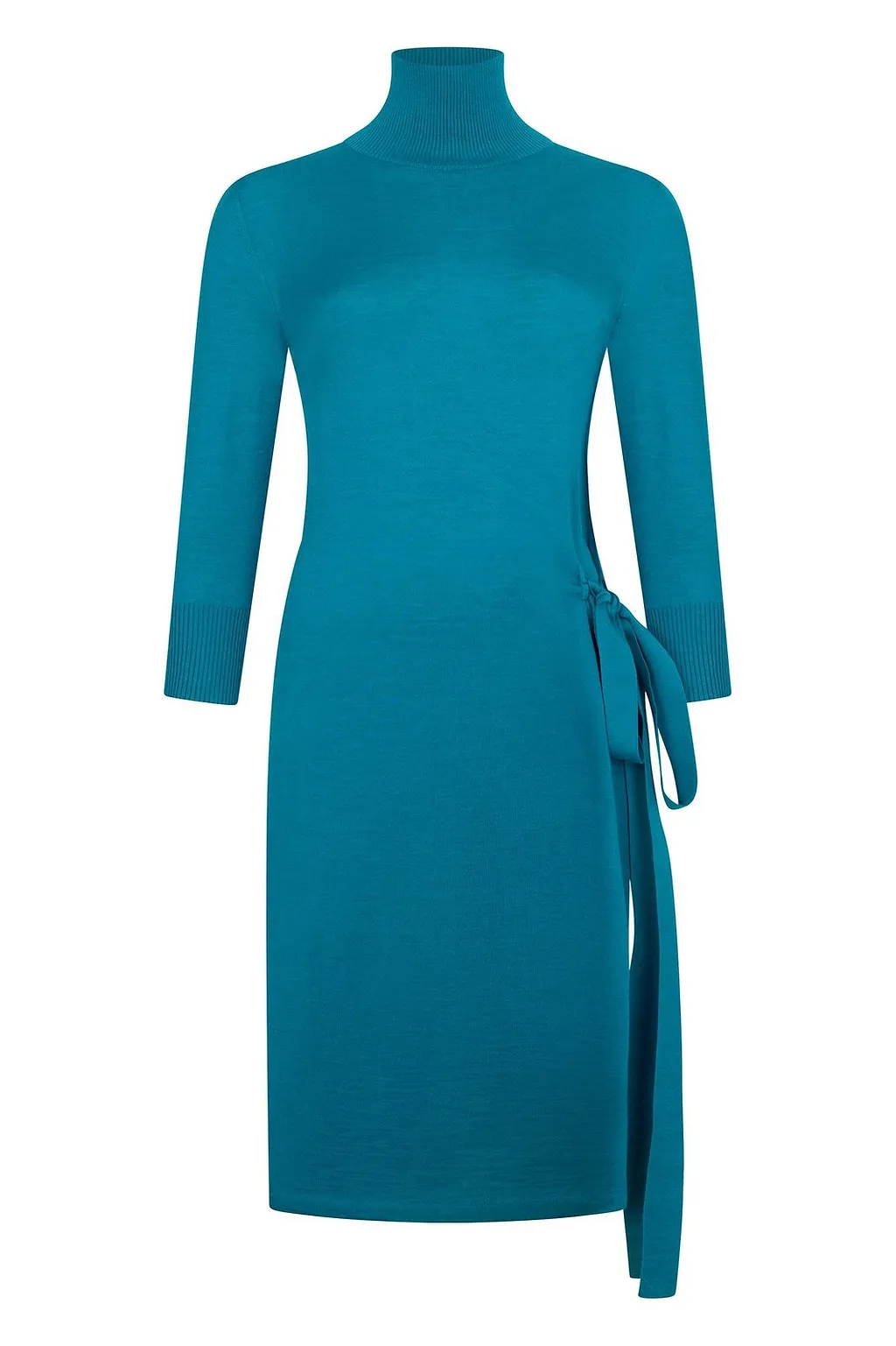 Malo Belted Turtleneck Knitted Midi Dress