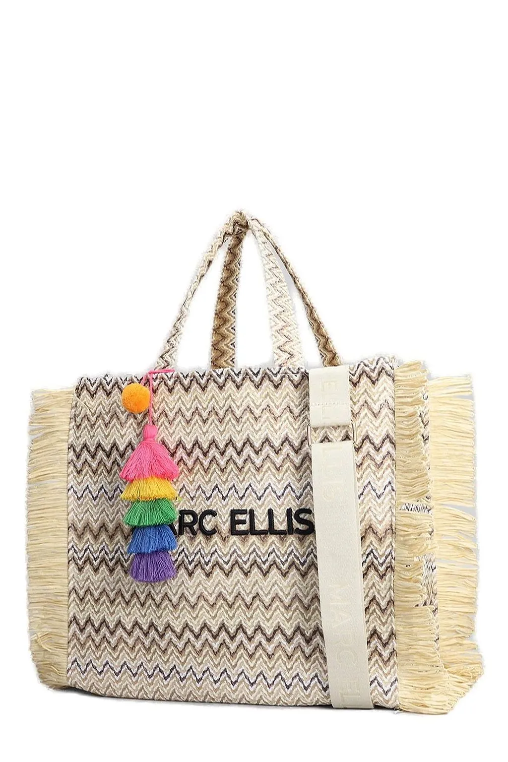 Marc Ellis Logo Embroidered Fringed Tote Bag