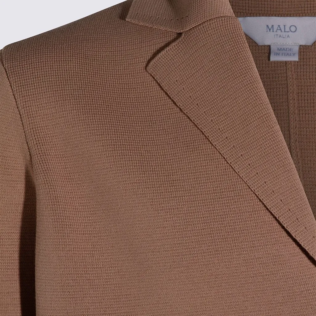 Malo Textured Buttoned Knitted Jacket