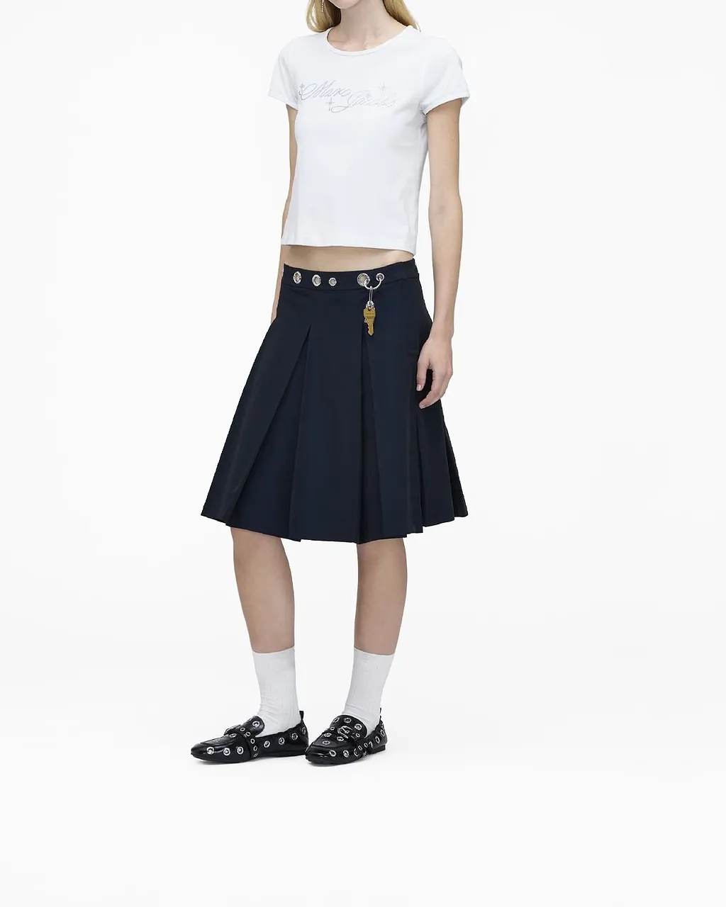 Marc Jacobs Safety Pin Pleated Midi Skirt