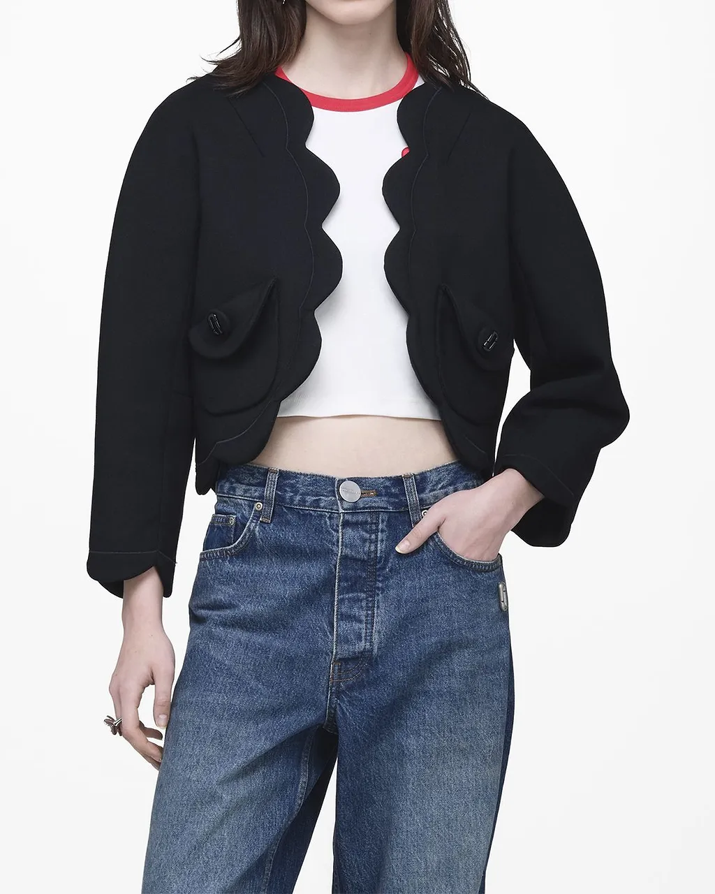 Marc Jacobs Daisy Scalloped Cropped Jacket