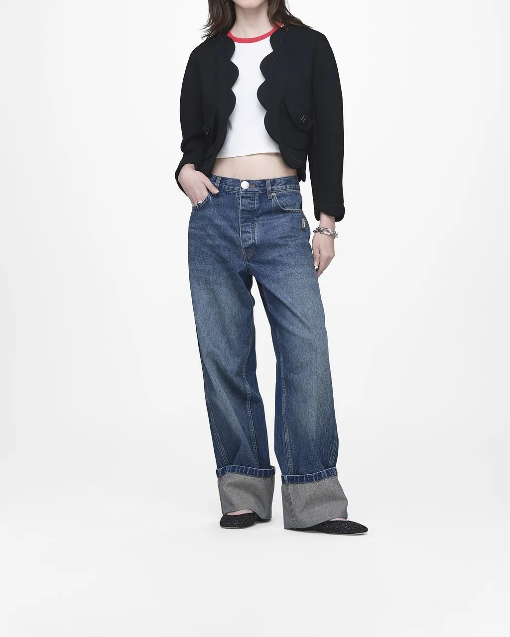 Marc Jacobs Daisy Scalloped Cropped Jacket