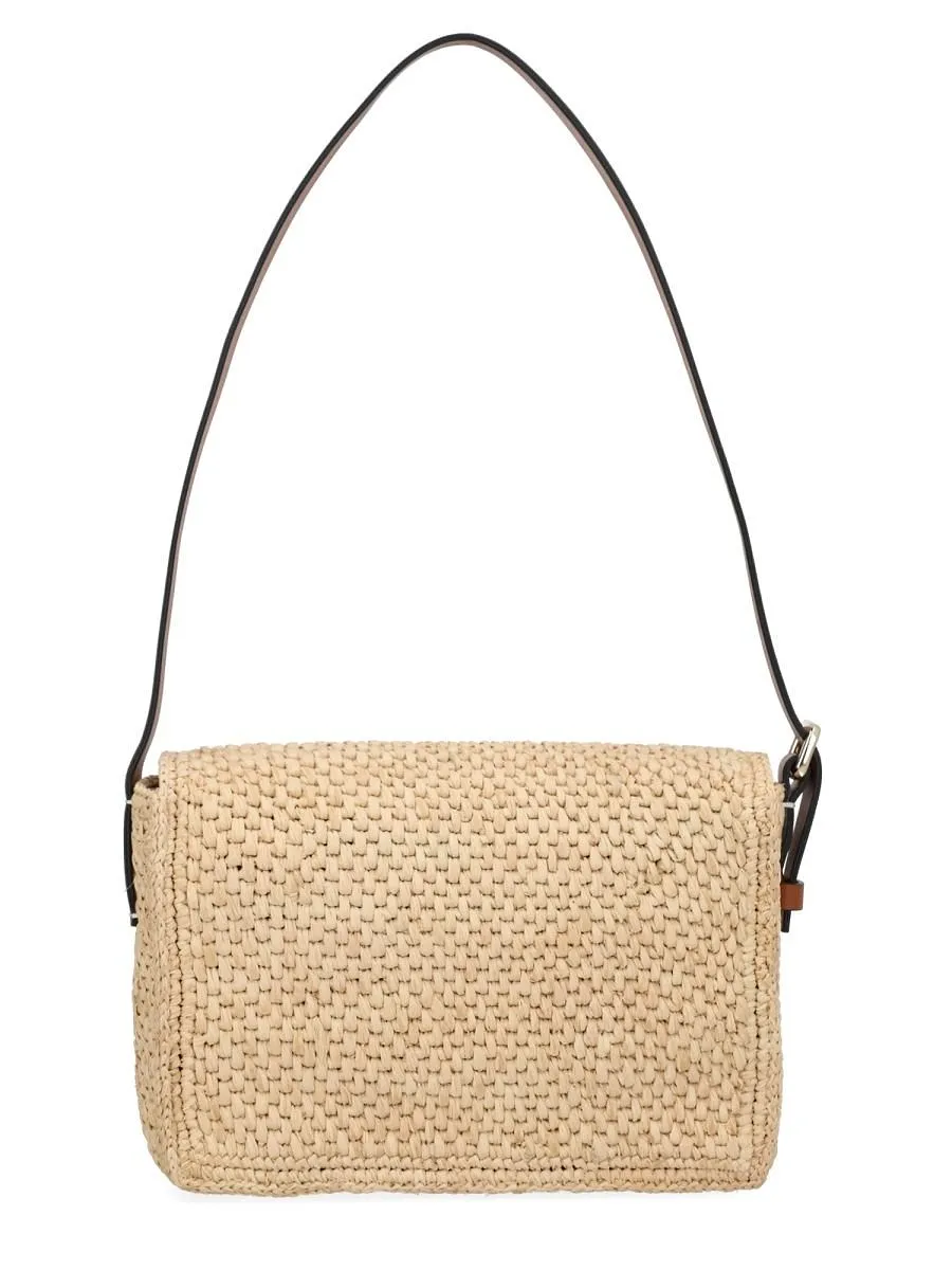 Woven Foldover Top Shoulder Bag