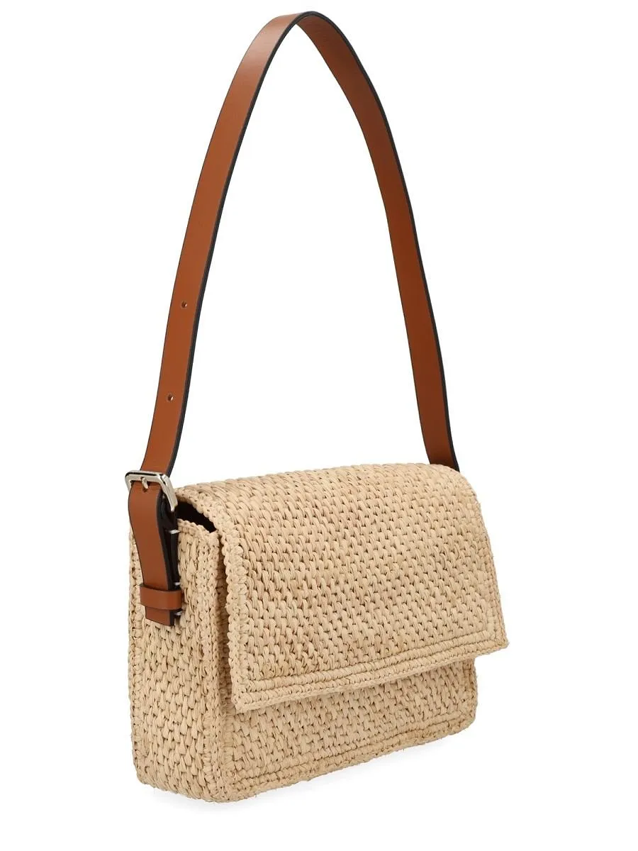 Woven Foldover Top Shoulder Bag