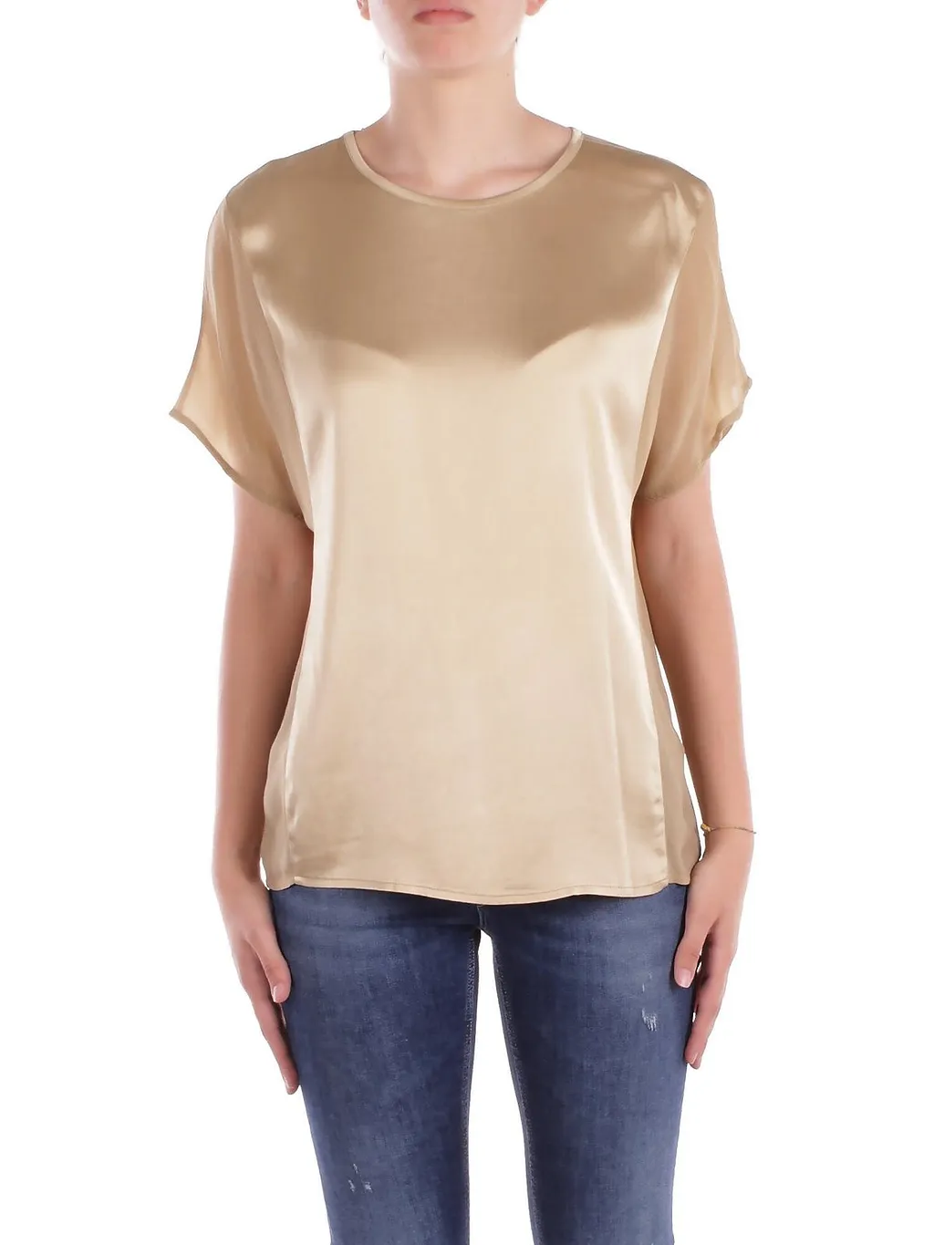 Manila Grace Bow At The Neck Satin Blouse