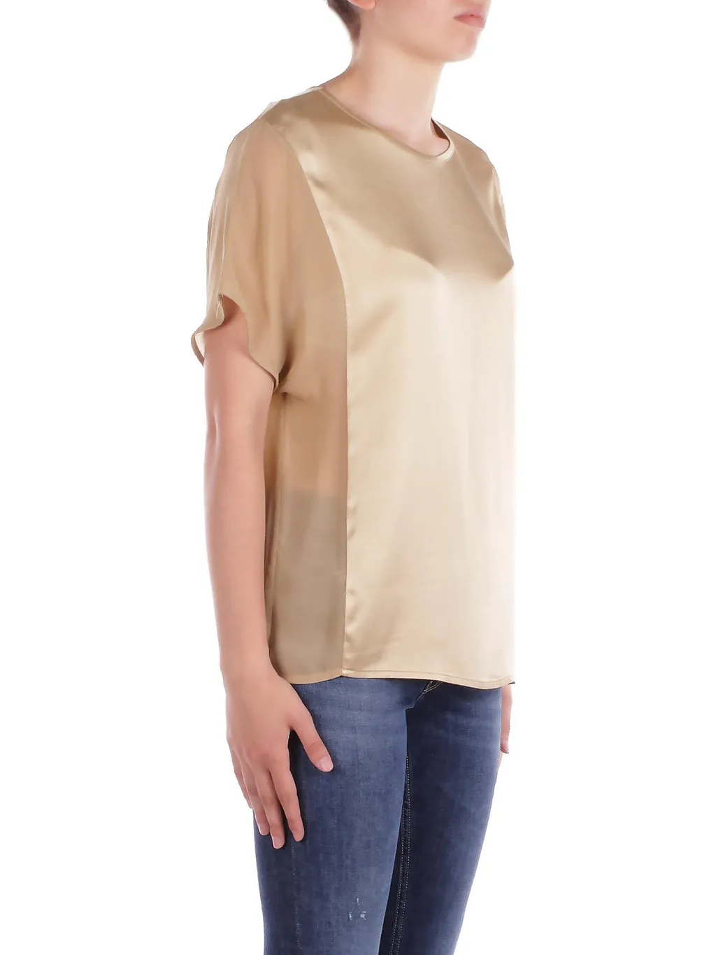 Manila Grace Bow At The Neck Satin Blouse