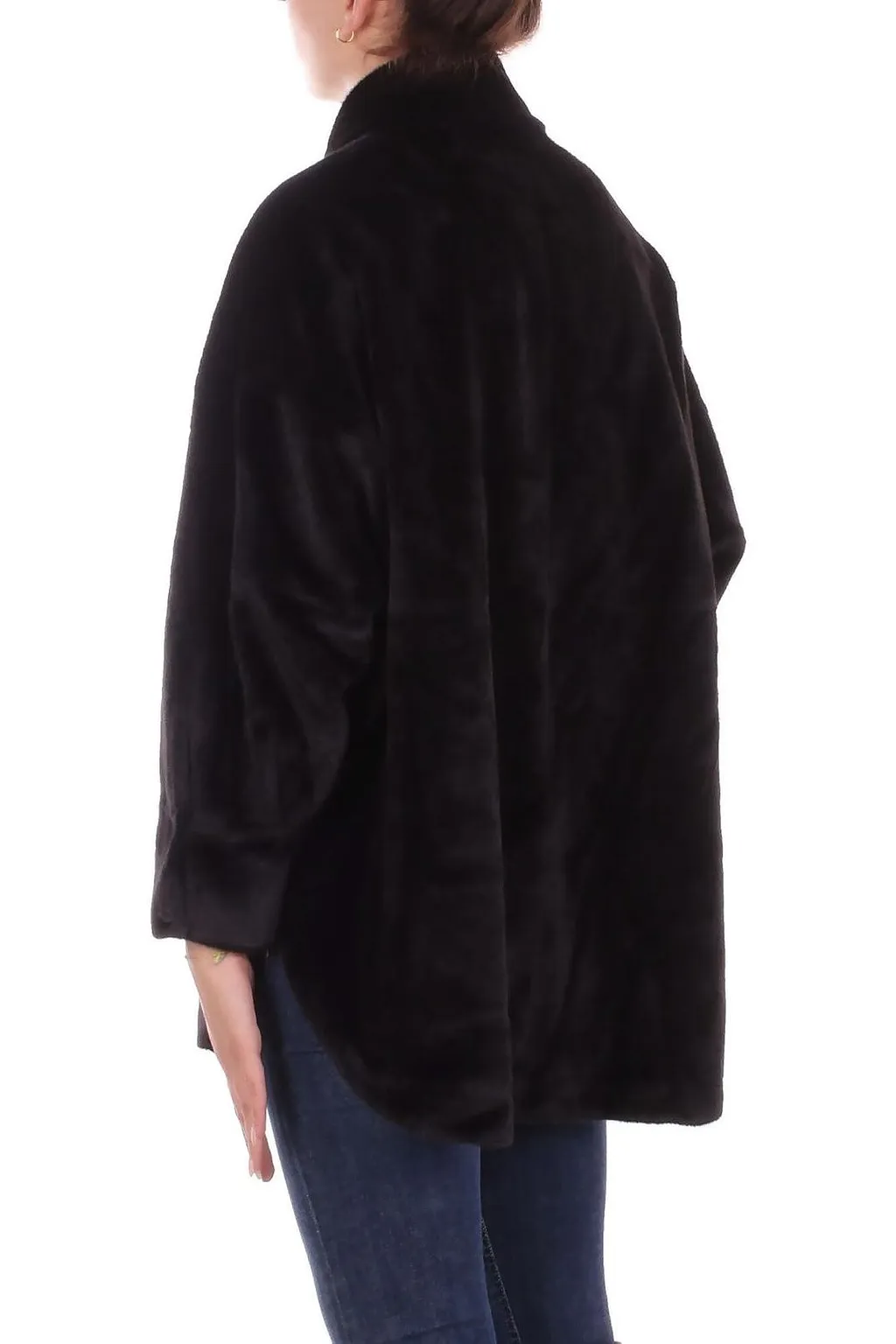Manila Grace Press Buttoned Eco-Fur Shirtdress Coat
