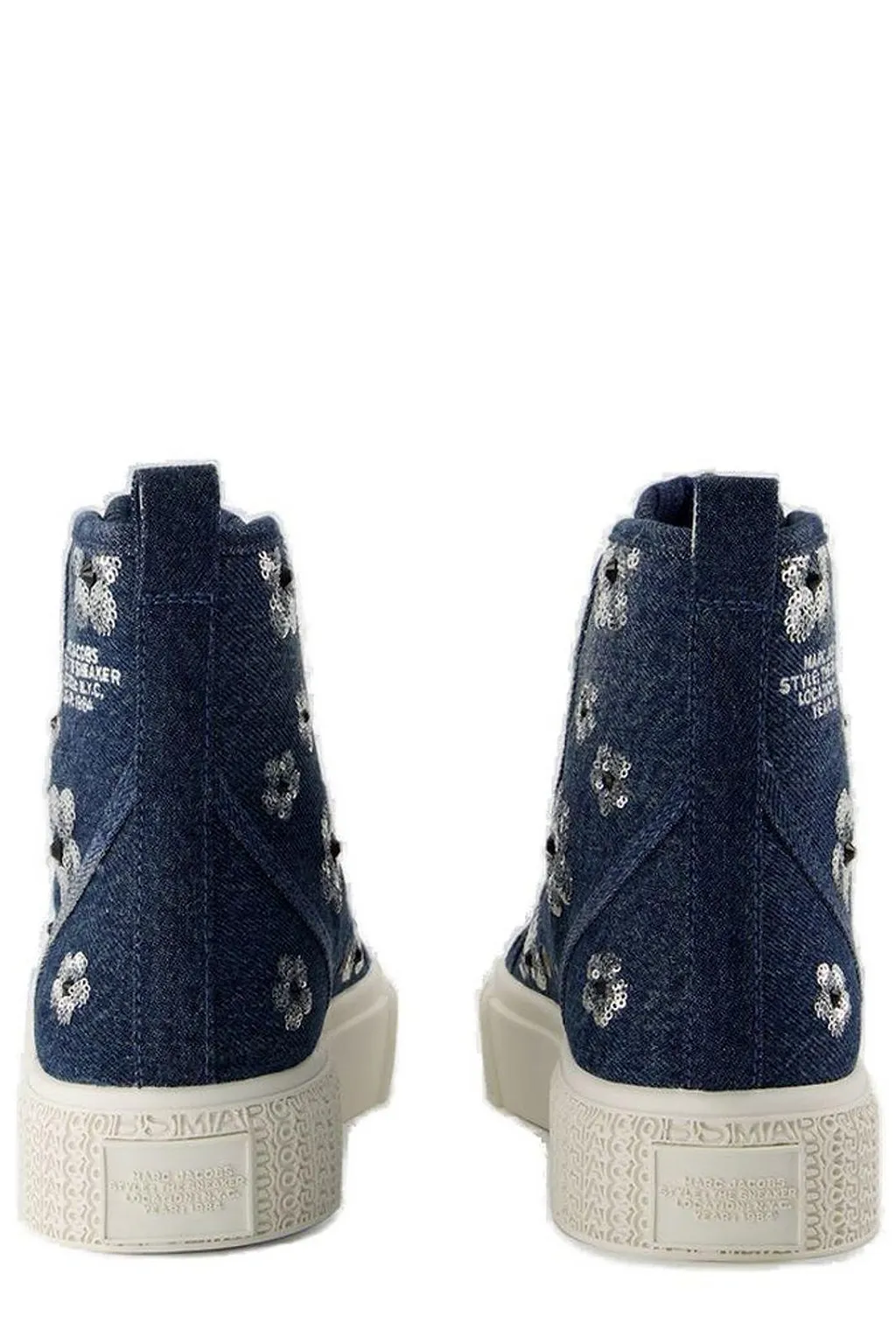 The Sequin Daisy Denim High-Top Sneakers