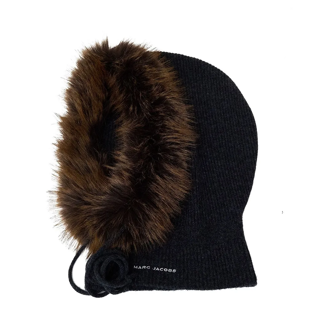 Marc Jacobs Faux Fur Trim Balaclava Headwear