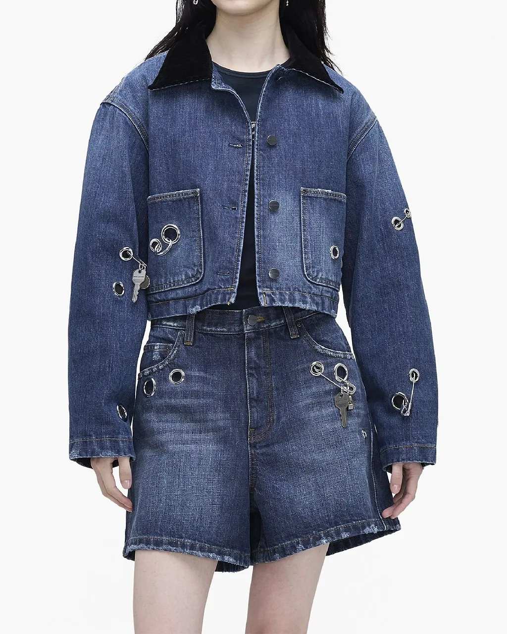 Marc Jacobs Grommet Cropped Denim Jacket