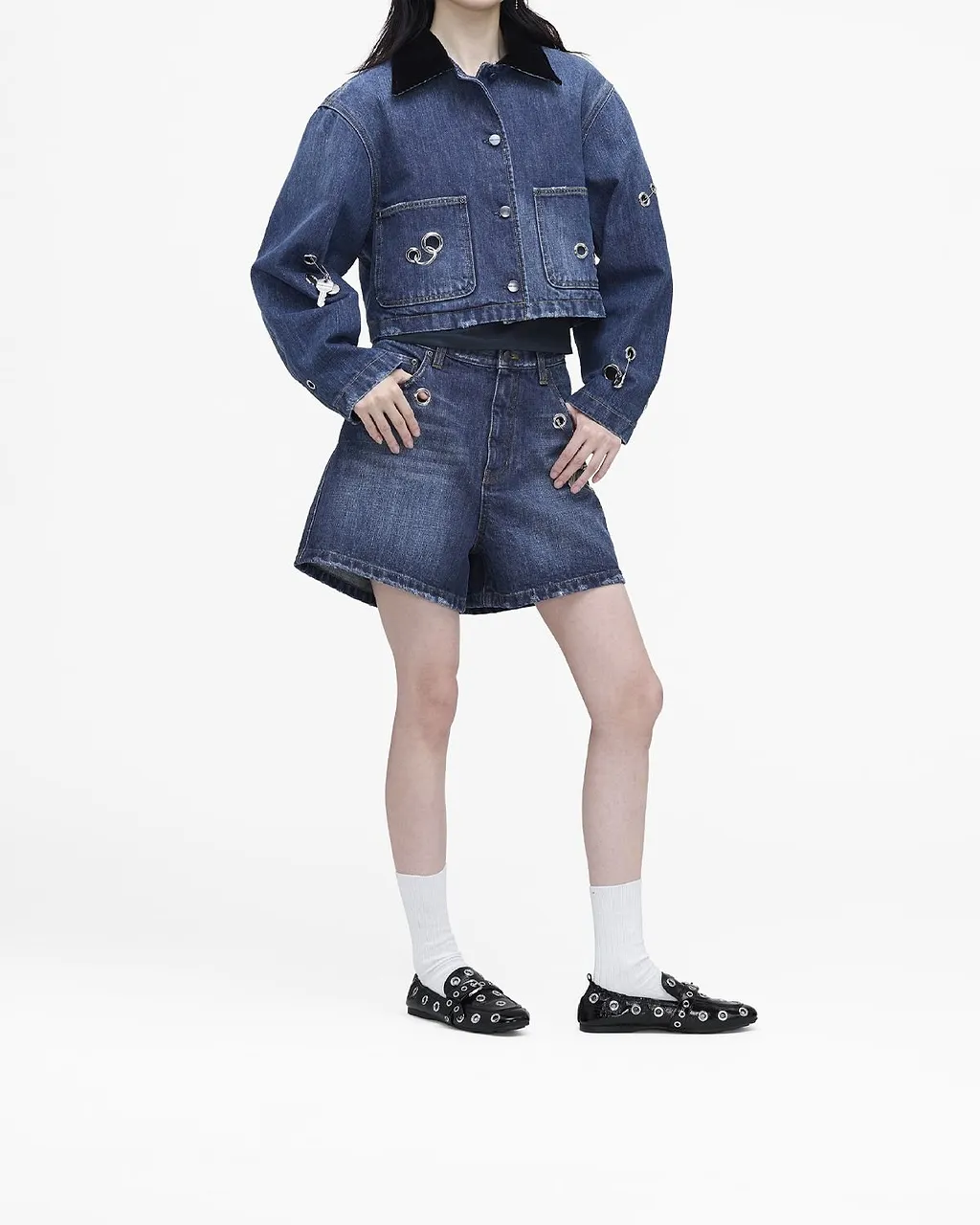 Marc Jacobs Grommet Cropped Denim Jacket
