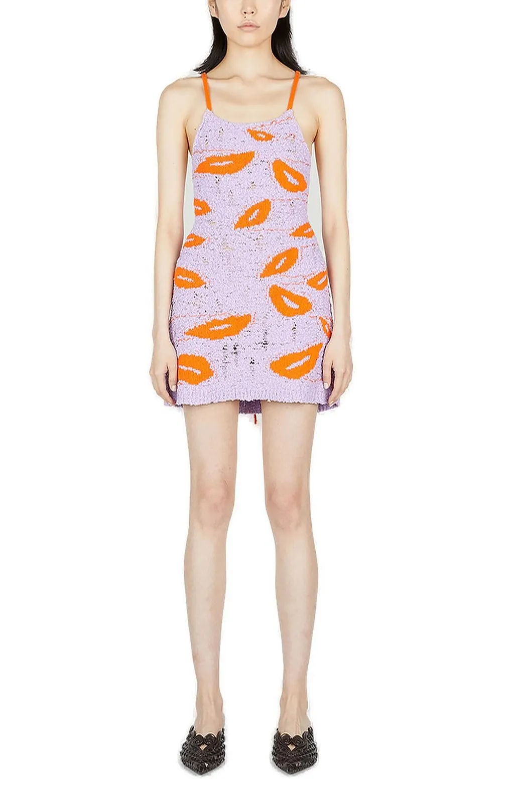 Marco Rambaldi Mouth Intarsia-Knit Self-Tied Mini Dress