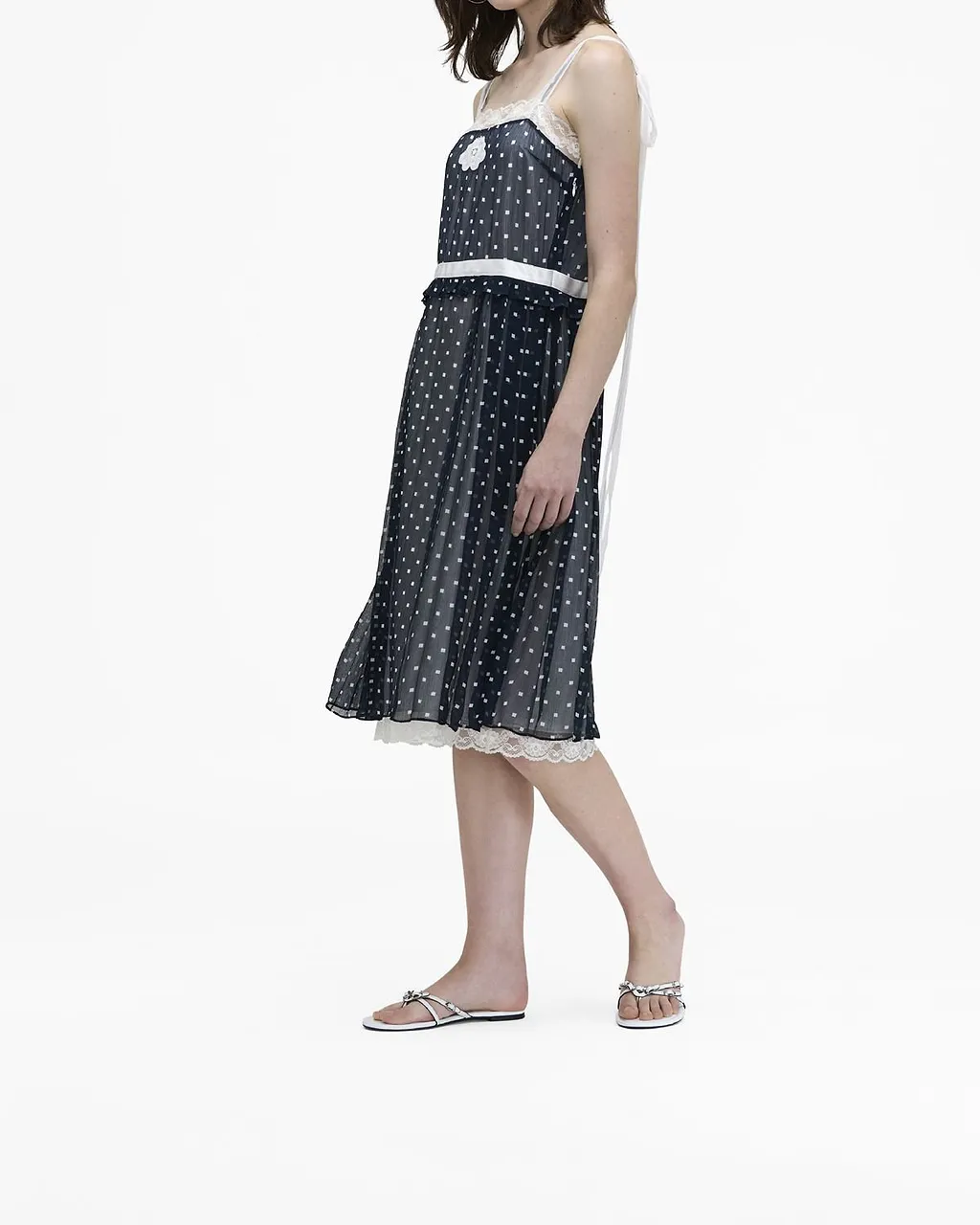 Ribbon Strap Chiffon Midi Dress