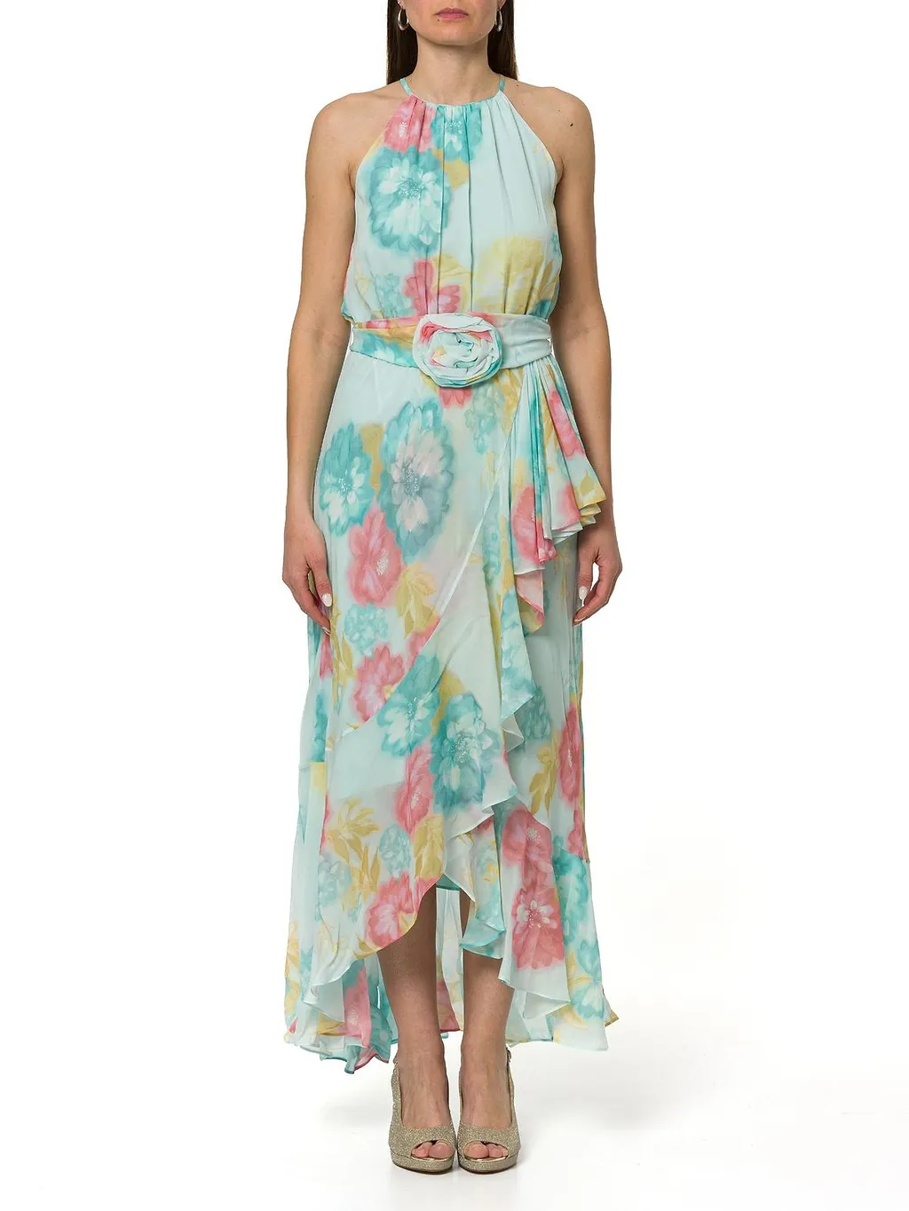Marella Mllfiero Flower Embellished Ruffle Dress