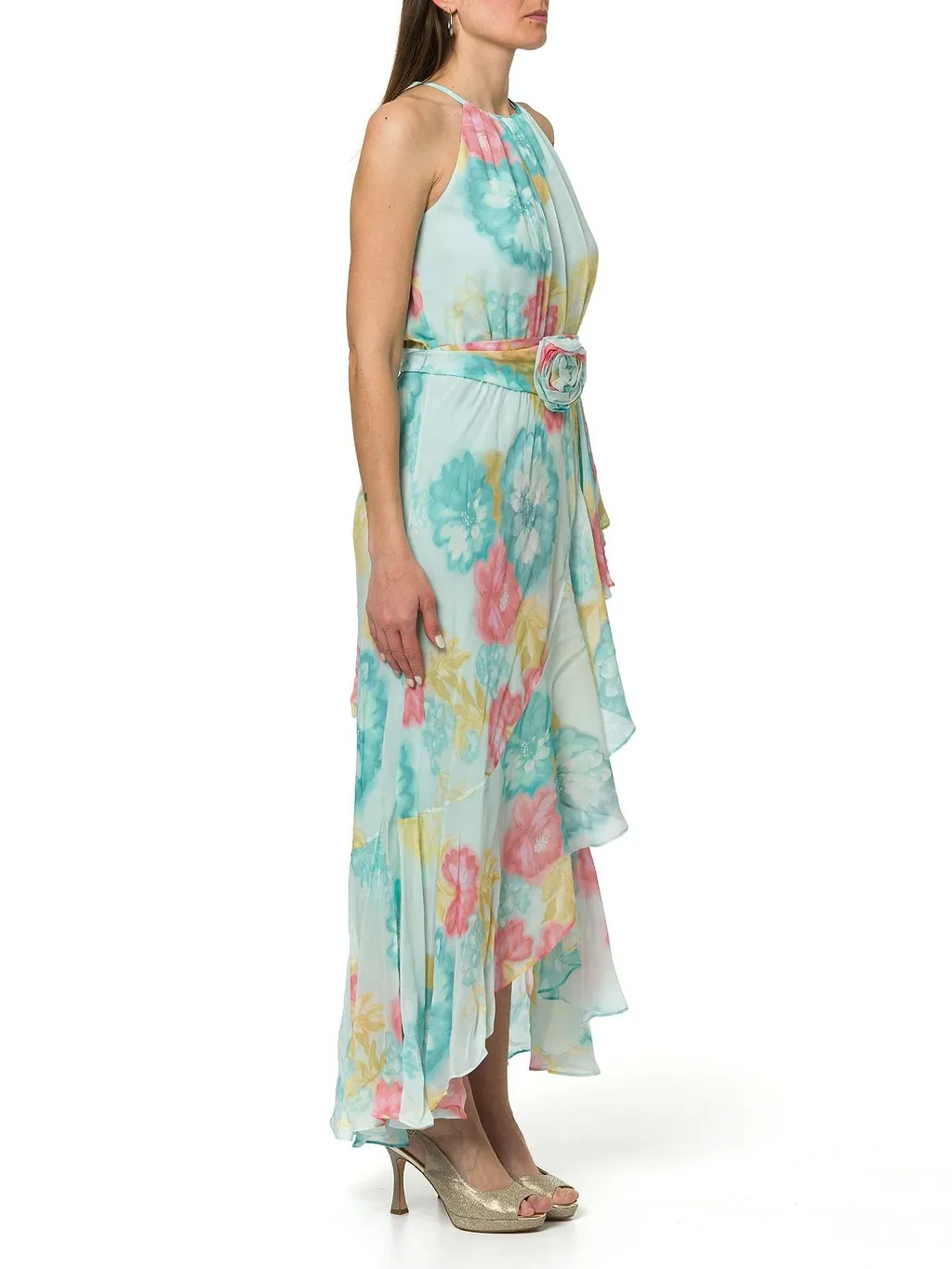 Marella Mllfiero Flower Embellished Ruffle Dress