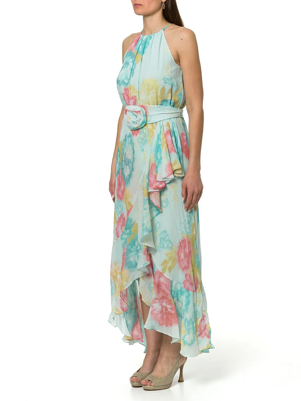 Marella Mllfiero Flower Embellished Ruffle Dress