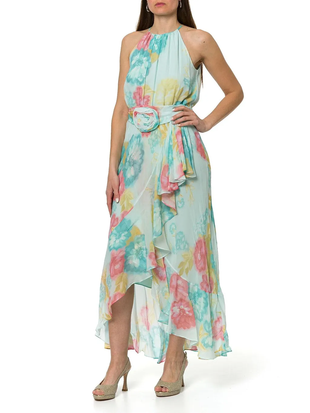 Marella Mllfiero Flower Embellished Ruffle Dress