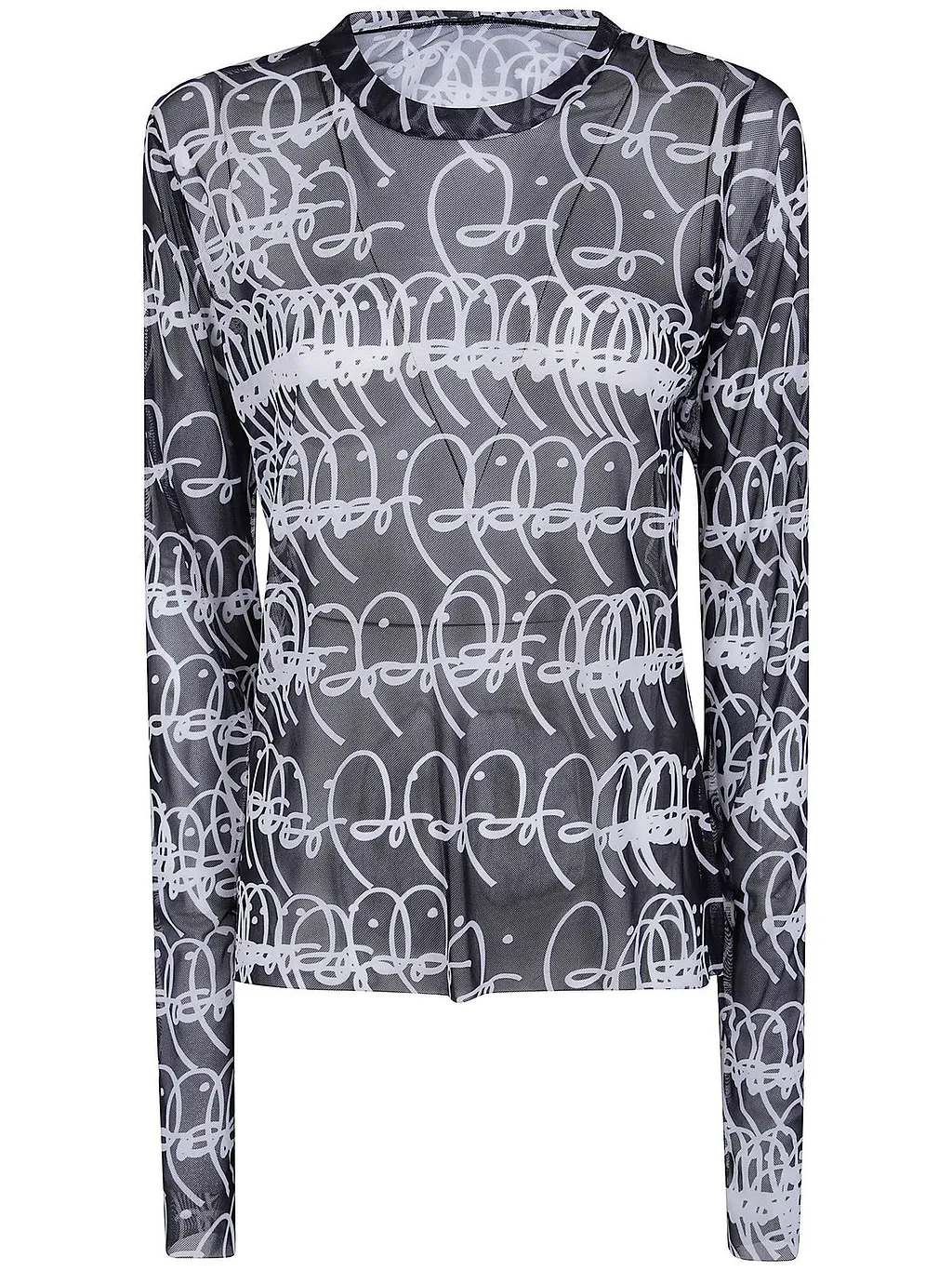 Graphic Mesh Long-Sleeve Top