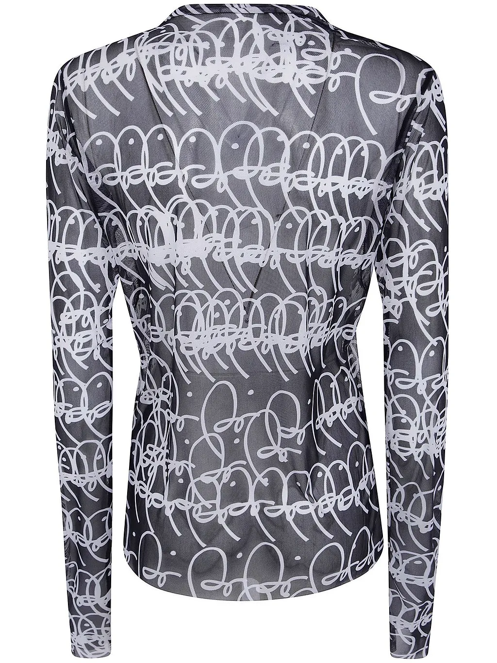 Graphic Mesh Long-Sleeve Top