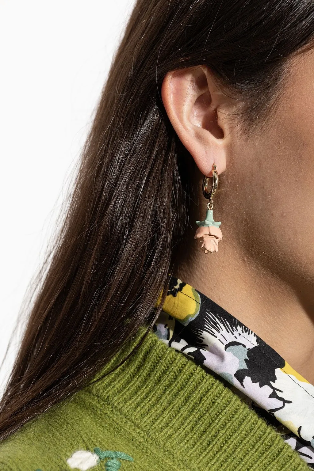 Marni Floral Drop Hoop Earrings