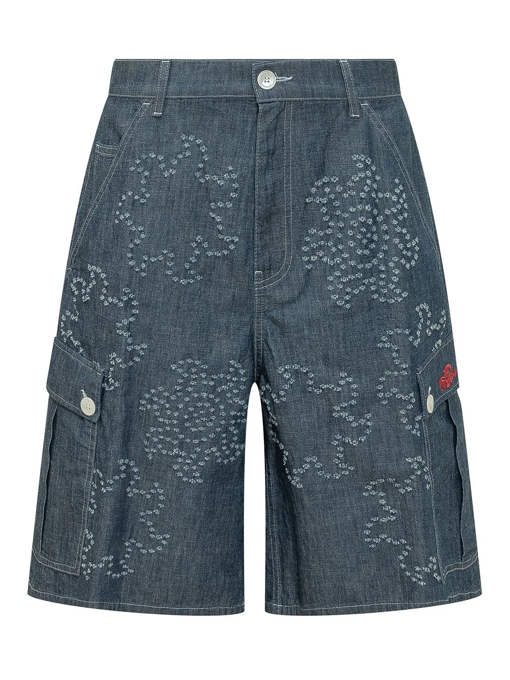 Marni Embroidered Wide Leg Denim Shorts